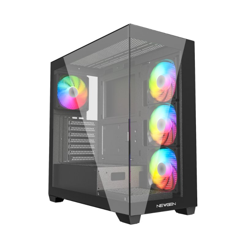 Gabinete NEWGEN Radiant 01 GLASS ATX (4 FANS ARGB+ Controlador) - RS Tech