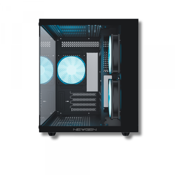 Gabinete NEWGEN COBALT Glass MATX Black (3 Fans ARGB) - Imagen 3