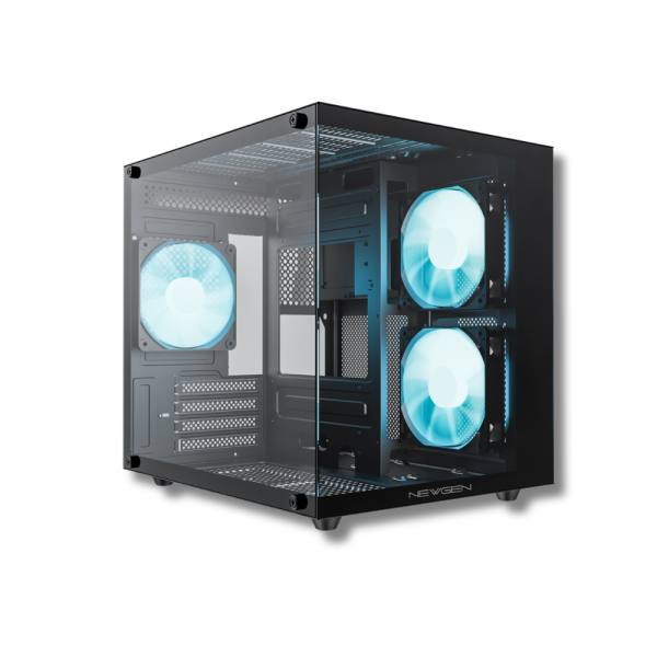 Gabinete NEWGEN COBALT Glass MATX Black (3 Fans ARGB)