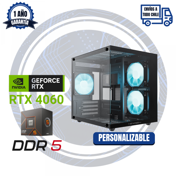 PC GAMER RTX 4060, AMD Ryzen 5 8400F, 16GB RAM DDR5, 512GB M.2