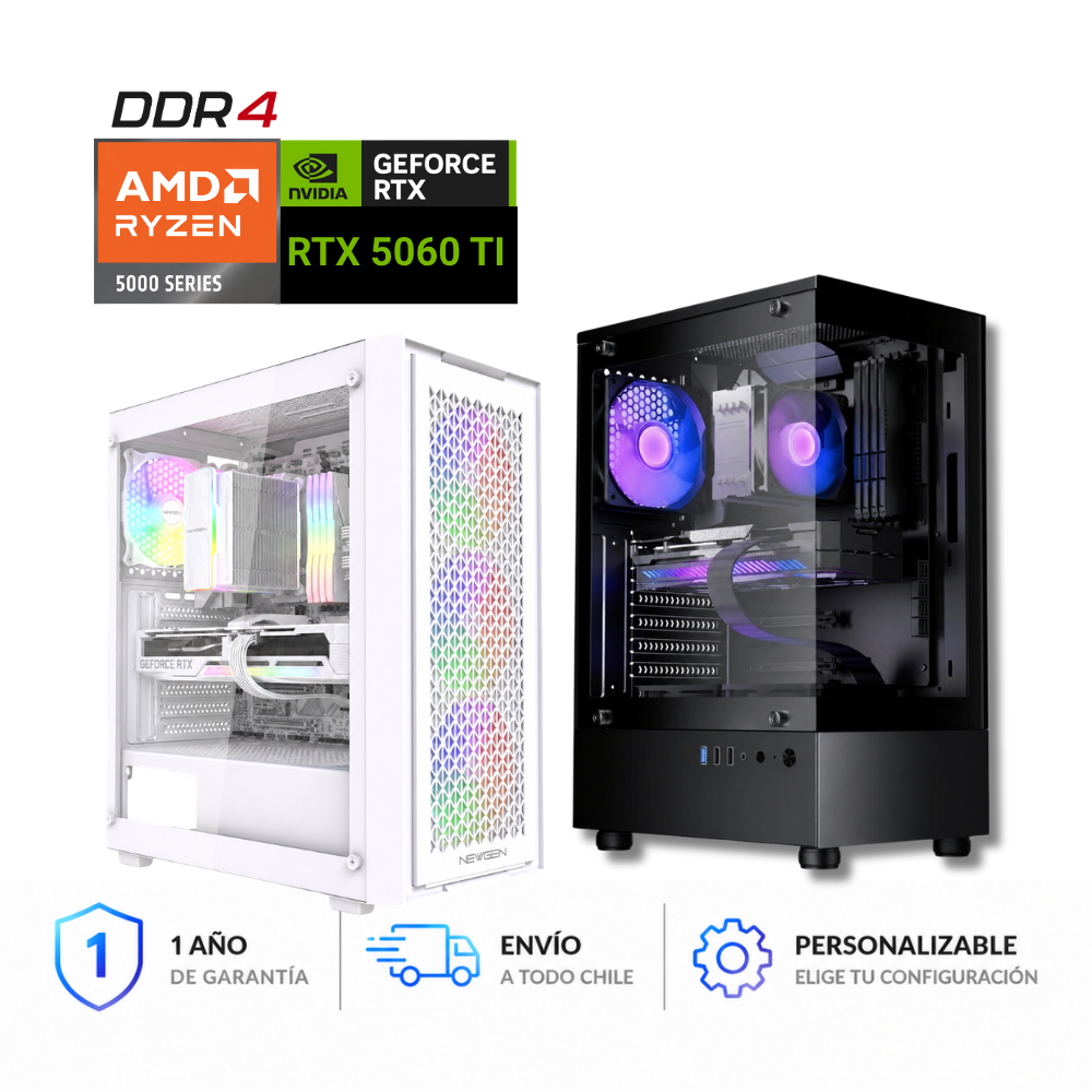 PC GAMER RTX 5060 TI, AMD Ryzen 7 5700X, 8GB RAM 3200MHZ, 1TB M2