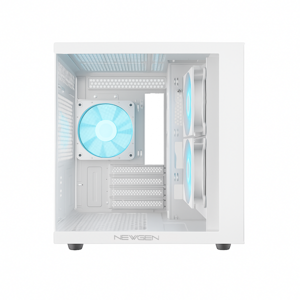 Gabinete NEWGEN COBALT Glass MATX White (3 Fans ARGB) - Imagen 2
