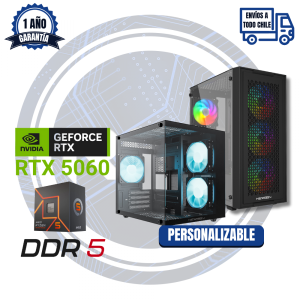 PC GAMER RTX 5060, AMD Ryzen 5 7600, DDR5 16GB RAM, 1TB M.2
