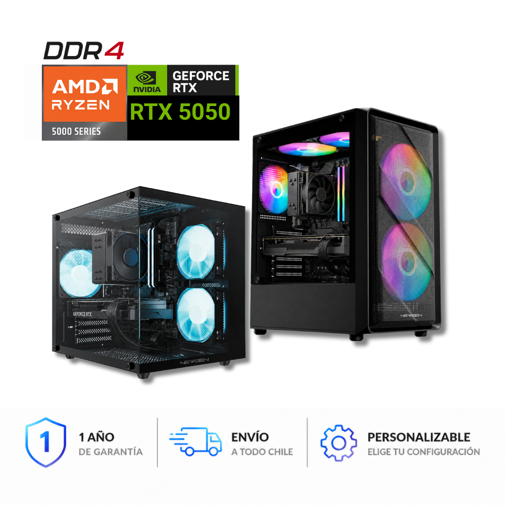 PC GAMER RTX 5050 8GB, AMD Ryzen 5 5500, 8GB RAM 3200MHZ, 512GB M.2