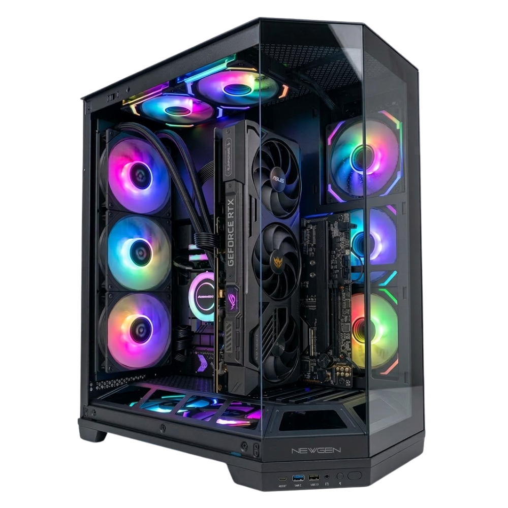 Gabinete NEWGEN BASALT ATX BTF Black (Incluye 5 Fans ARGB)