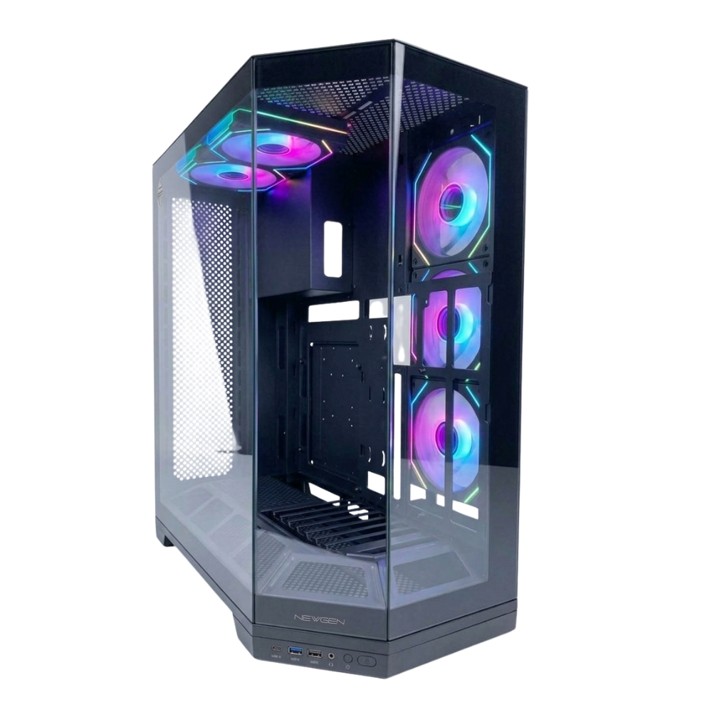 Gabinete NEWGEN BASALT ATX BTF Black (Incluye 5 Fans ARGB) - Imagen 2