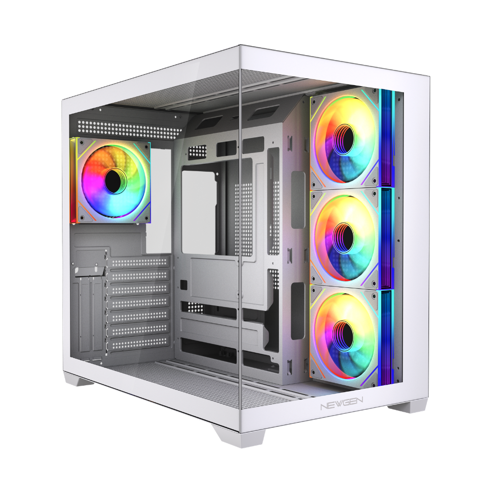 Gabinete NEWGEN ORION WHITE ATX BTF (4 FANS ARGB + HUB)