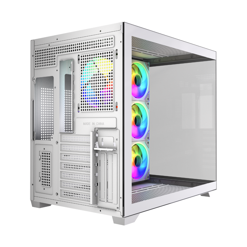 Gabinete NEWGEN ORION WHITE ATX BTF (4 FANS ARGB + HUB) - Imagen 3