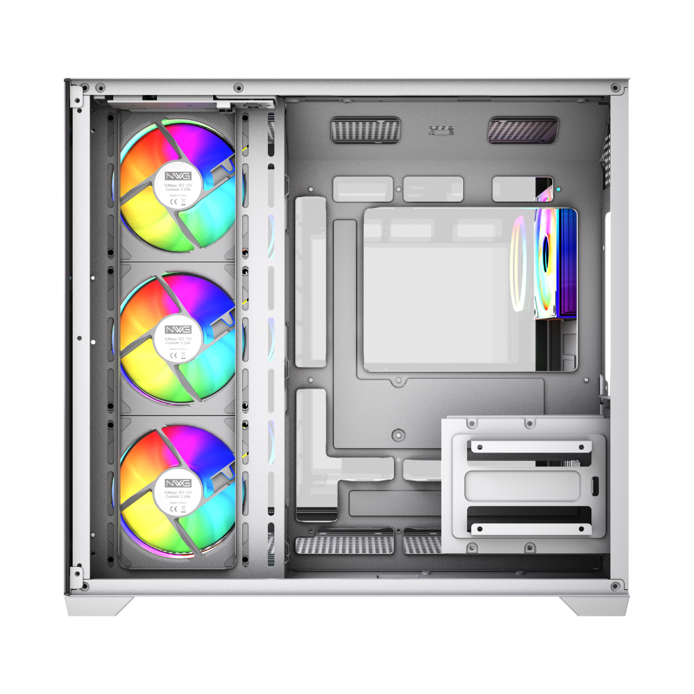 Gabinete NEWGEN ORION WHITE ATX BTF (4 FANS ARGB + HUB) - Imagen 4