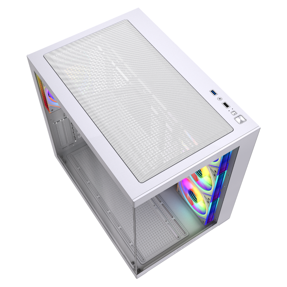 Gabinete NEWGEN ORION WHITE ATX BTF (4 FANS ARGB + HUB) - Imagen 6