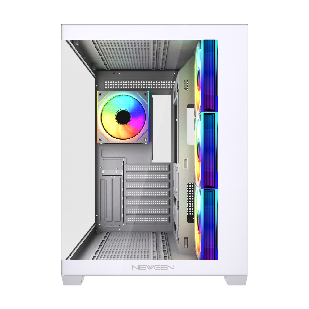 Gabinete NEWGEN ORION WHITE ATX BTF (4 FANS ARGB + HUB) - Imagen 7