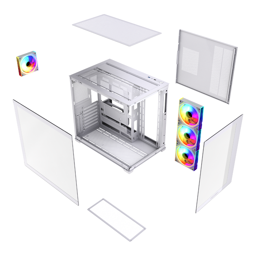 Gabinete NEWGEN ORION WHITE ATX BTF (4 FANS ARGB + HUB) - Imagen 8