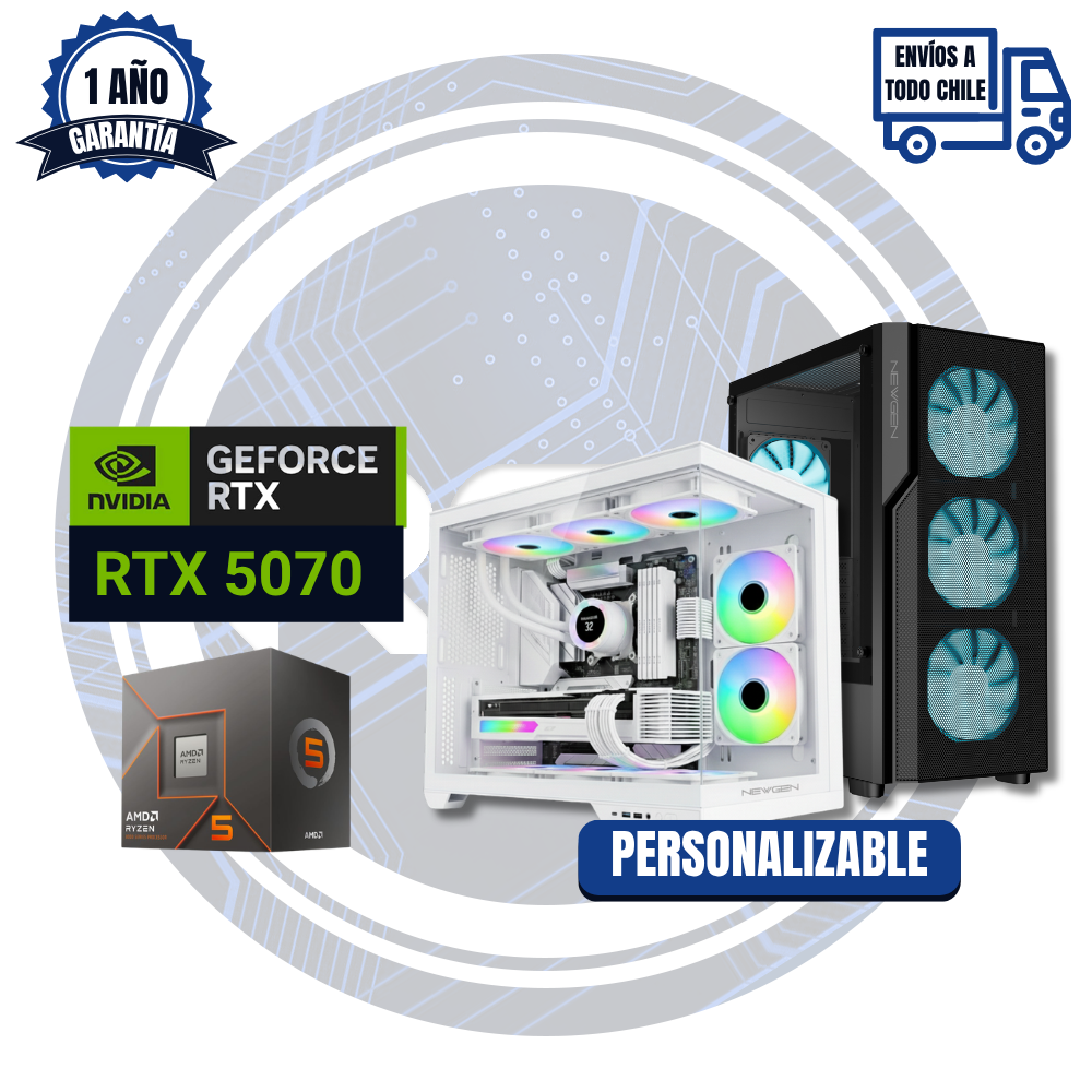 PC Gamer RTX 5070, AMD Ryzen 5 7500F, 16GB DDR5, 1TB M.2